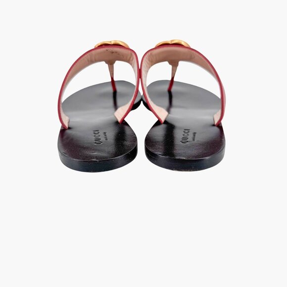 Gucci Marmont GG Thong Sandals EU 36.5 US 6.5 Red Leather Flat Flip Flop Shoe - Picture 6 of 11